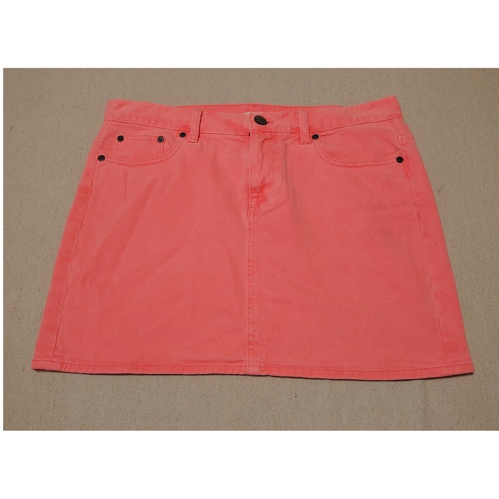 J.Crew Women Neon Pink Denim Mini Skirt Size 30 Cotton Blend Stretch 78210